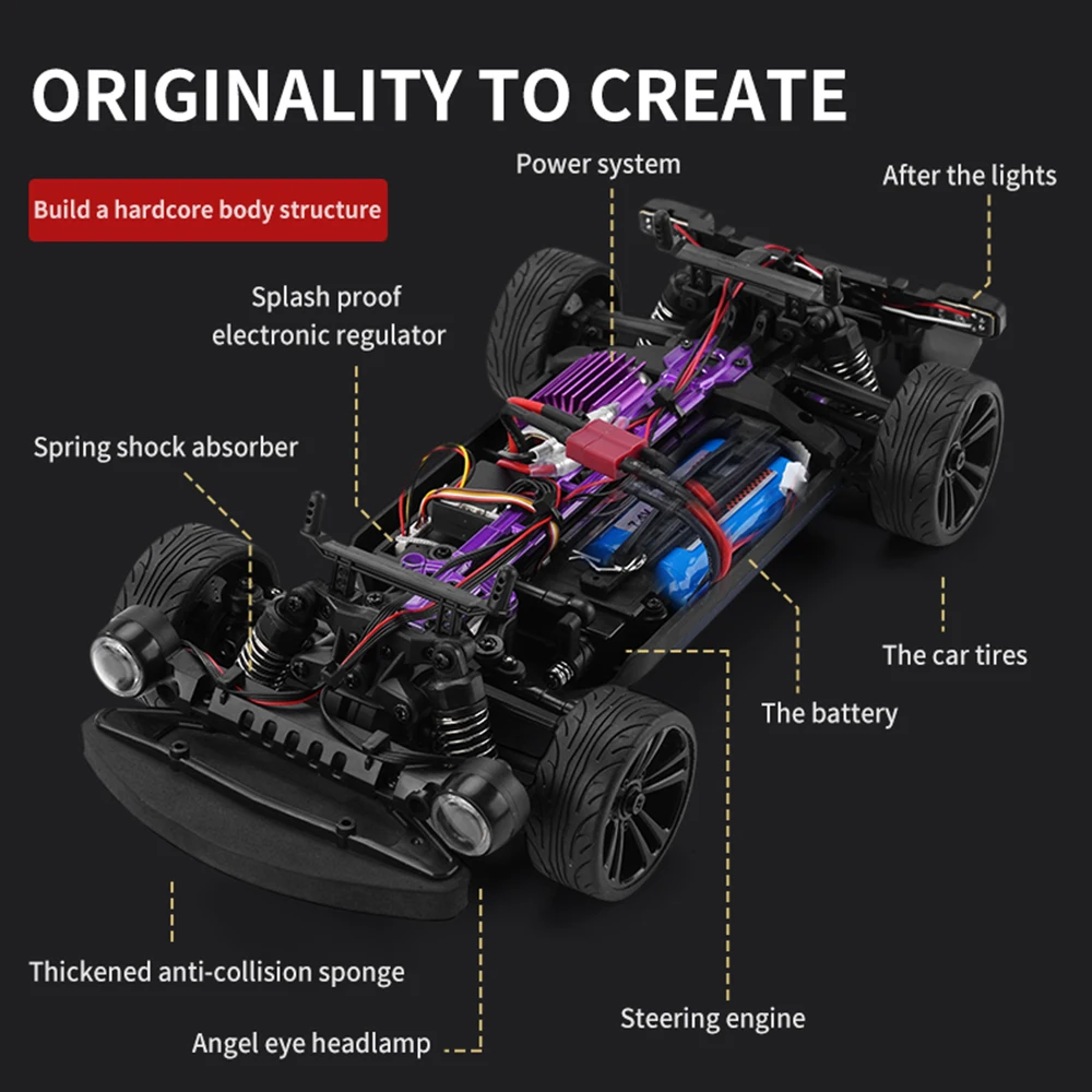 16303 1:16 50 KM/H RC Car 2.4G 4WD Electric High Speed Muscle Remote Control Drift Monster Truck dla dzieci vs Wltoys 144001   Zabawki