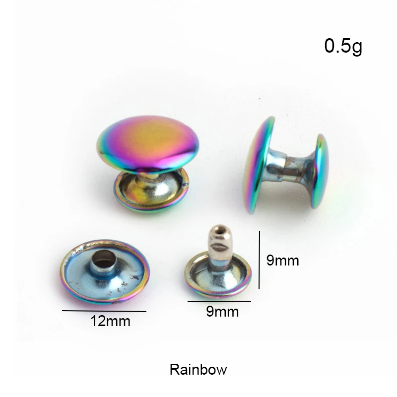 10-30-100pcs 6*6mm 8*8mm 10*8mm opalizujący rainbow zapinany podwójny nit stud na buty, DIY nity metalowe tone on tone