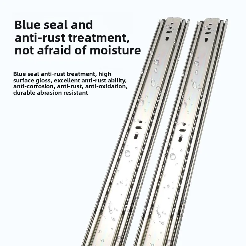 Mm Wide Heavy Duty Drawer Slides Lock Three Section Full Extension Ball Bearing Rails Silent Soft Close Kg Load To Inch Steel