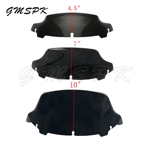 Black 4.5" 7" 10" Windshield Upper Fairing Wind Deflector Fit for Harley Touring Street Electra Glide Ultra FLHX 2014-UP