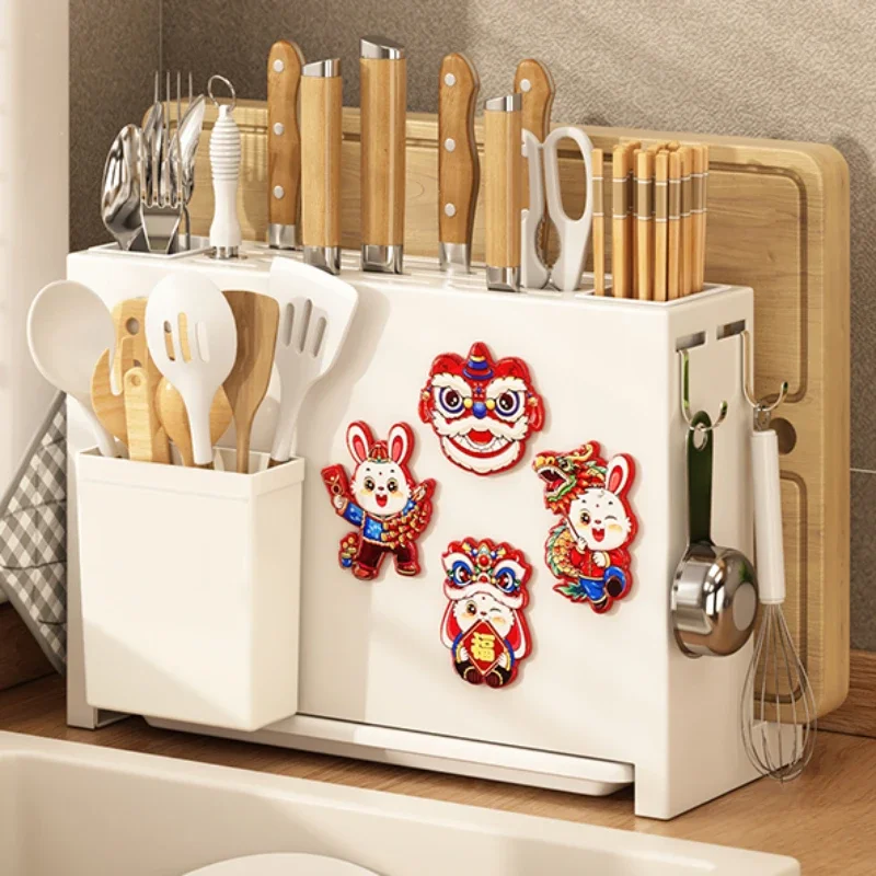 

Kitchen Knife Storage Rack: Tabletop Organizer for Chopsticks and Forks, Nordic Minimalist Design with Drainage