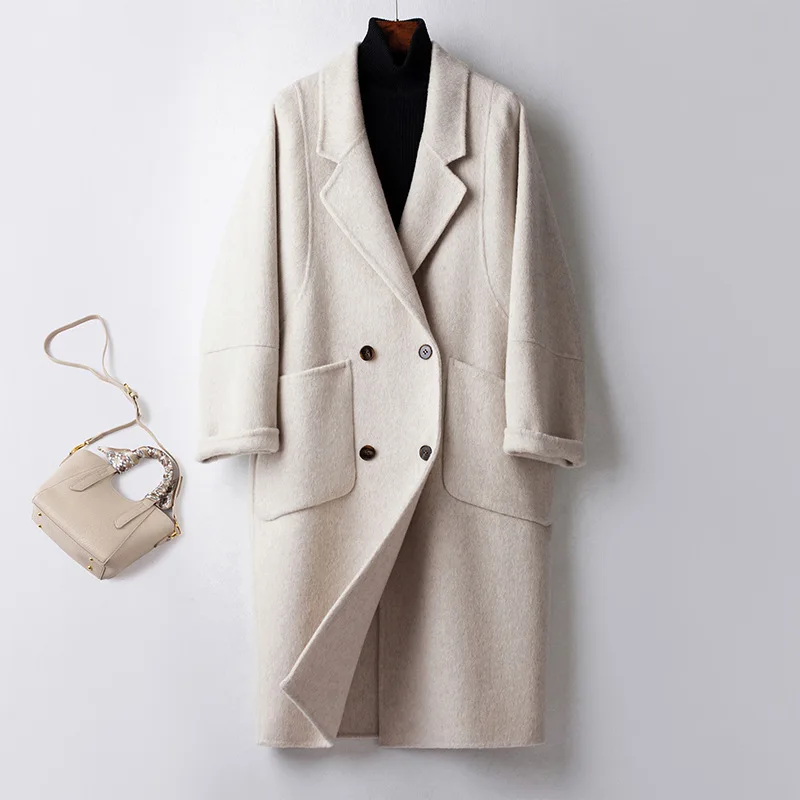 New High Quality Cashmere Coat Thickened Camel Wool Warm Winter Women Casual Wool Coat