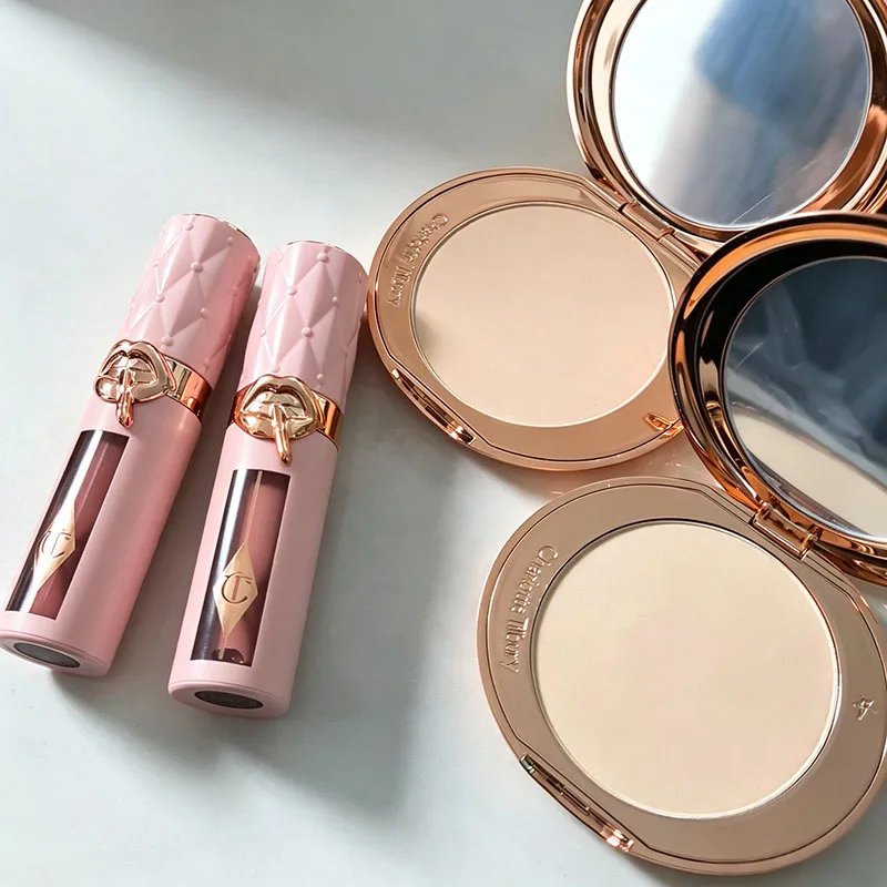 CT Makeup Set Fresh Breathable Shaping Spray Fine Texture Powder Small Gold Plate 2 Colors Powder Blusher Lip Gloss Cosmetics