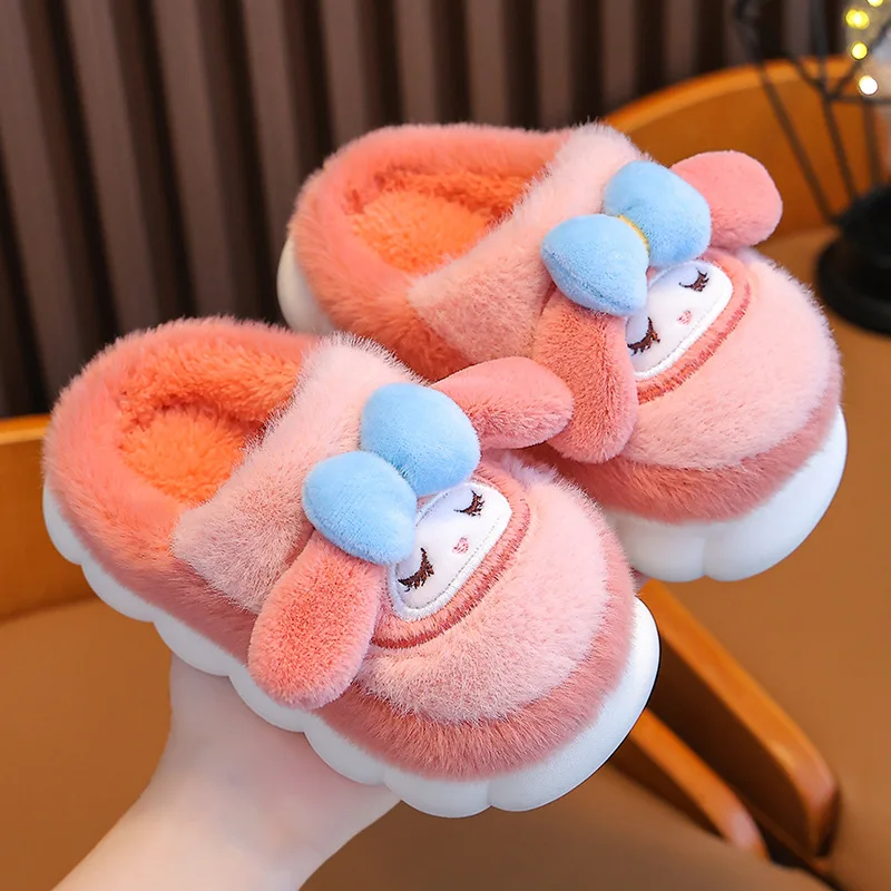 Children Home Shoes Girl Cashmere Cotton Slippers Baby Shoes Girl Slippers Indoor Kid House Slippers Bedroom Cotton-padded Shoes