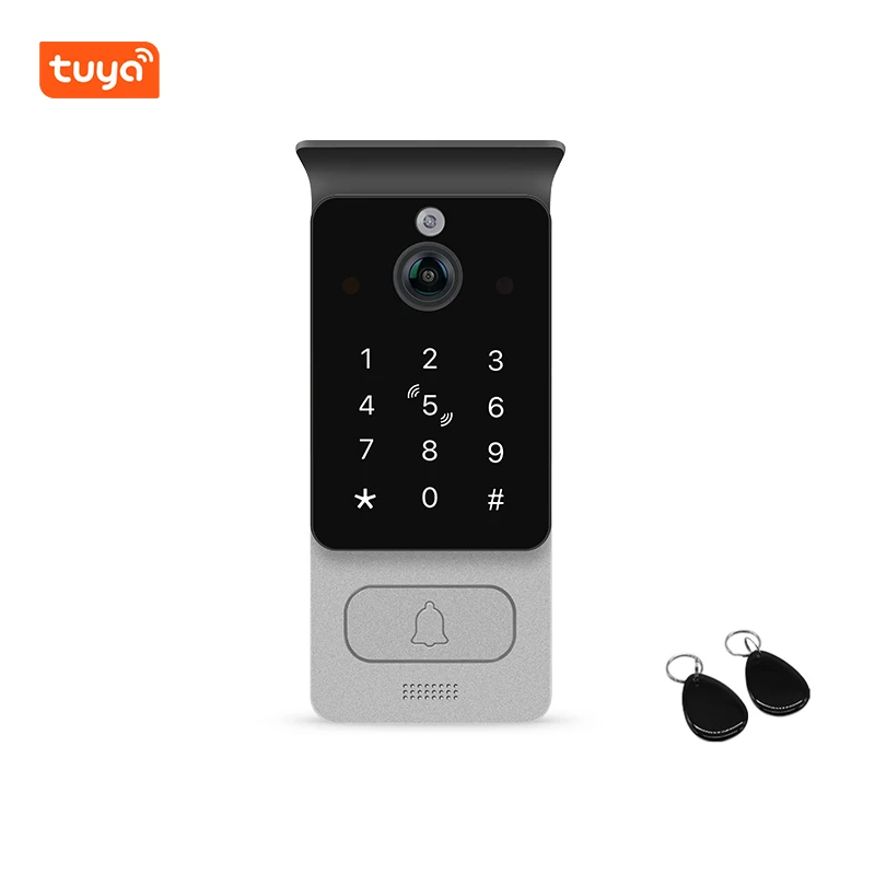 Tuya Smart IP 2MP Video intercomunicador puerta de metal teléfono con control de acceso con tarjeta IC y pantalla táctil de 10 pulgadas