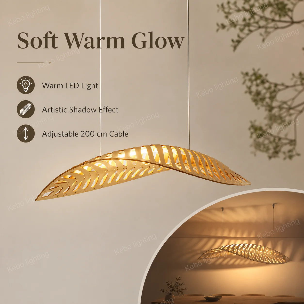 Leaf Shaped Pendant Lamp, Wabi Sabi Art Ceiling Light for Dining Table Bar, Living Room & Hotel Lobby Decorative Lighting