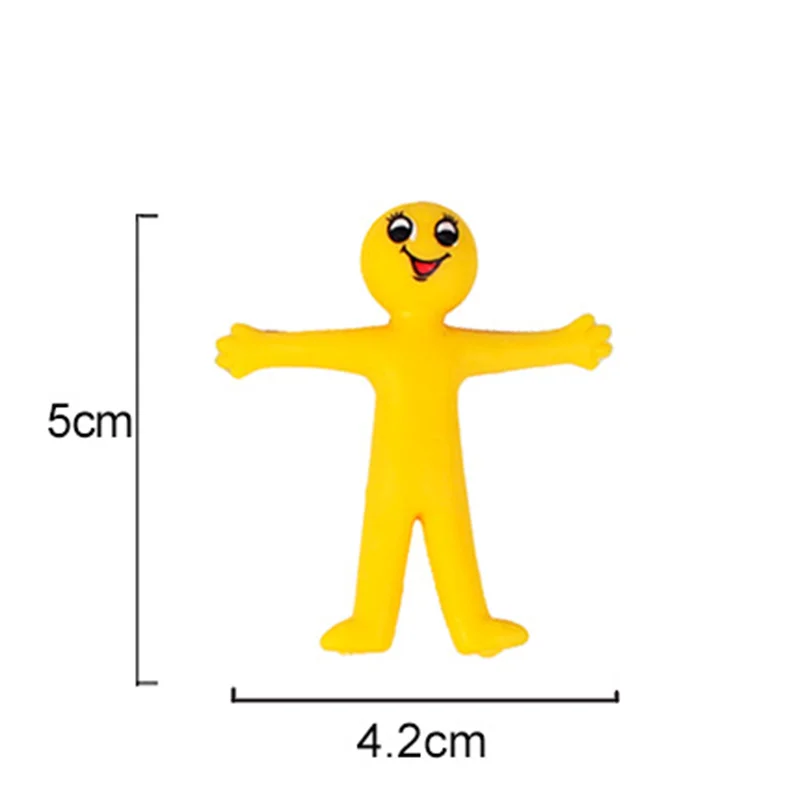 12pc novidade elástico alongamento brinquedo bonito colorido amarelo stress alívio elástico fidget presentes tpr plástico macio brinquedo boneca