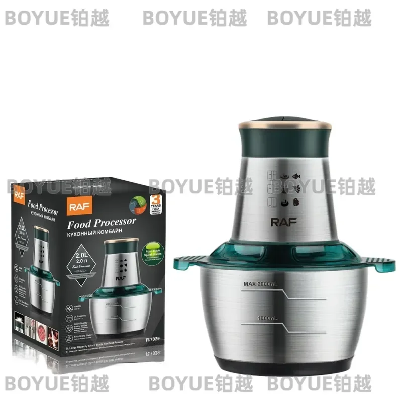 Electric Meat Grinder Stainless Steel Household Kitchen Appliance Multifunctional Food Processor Mincer Sausage Stuffer 2L