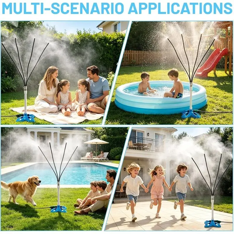 TFORU-1Set Patio Vertical Misting Cooling System 83-Centimeter Misting System With Nozzles,Yard Cooling System EU Plug