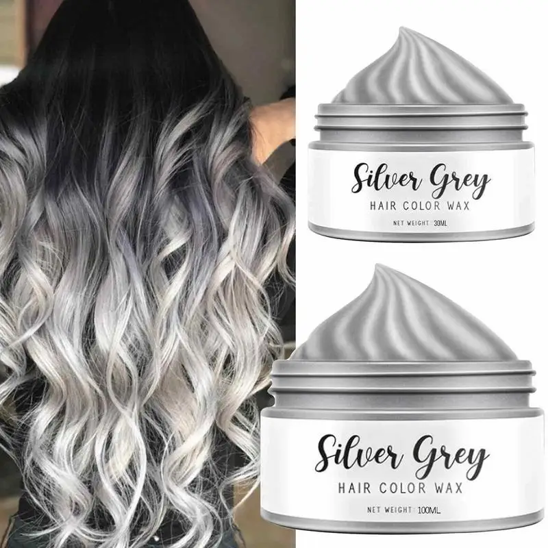 30/100ml New Smoky Gray Punk Style Light Silver Grey Grandma Gray Hair Dye Hair Color Wax Hair Cream For Women Men