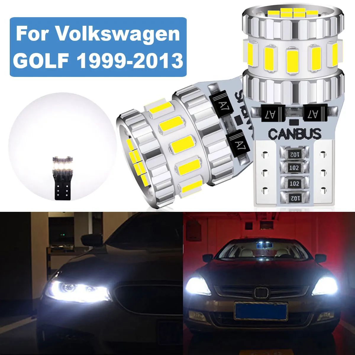 

2PC T10 W5W LED Parking Lamp Clearance Light For Volkswagen VW Golf 4 5 6 2000-2013 2003 2005 2006 2007 2008 2009 2010 2011 2012