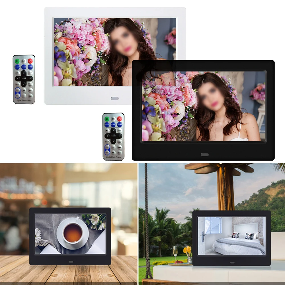 7 Inch HD Digital Photo Frame Full-View Screen Video Photo Electronic Album Support Music/Video/Photo Calendar Clock