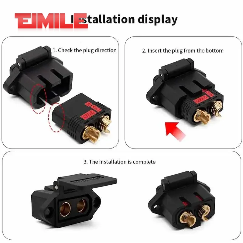 Anti-sparking QS8 Male Female Battery Conenctor Strap Fixed Bracket Charging Port Seat Modified Electric Scooter Charger Plug
