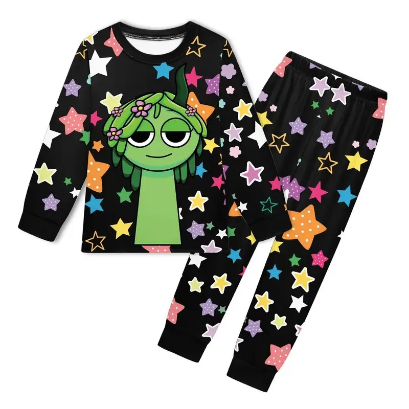 귀여운 소년 스프런키 플러시 의류 키즈 게임 인크레디박스 파자마 소녀 긴팔 티셔츠 바지 2종 세트 아동 봄 잠옷