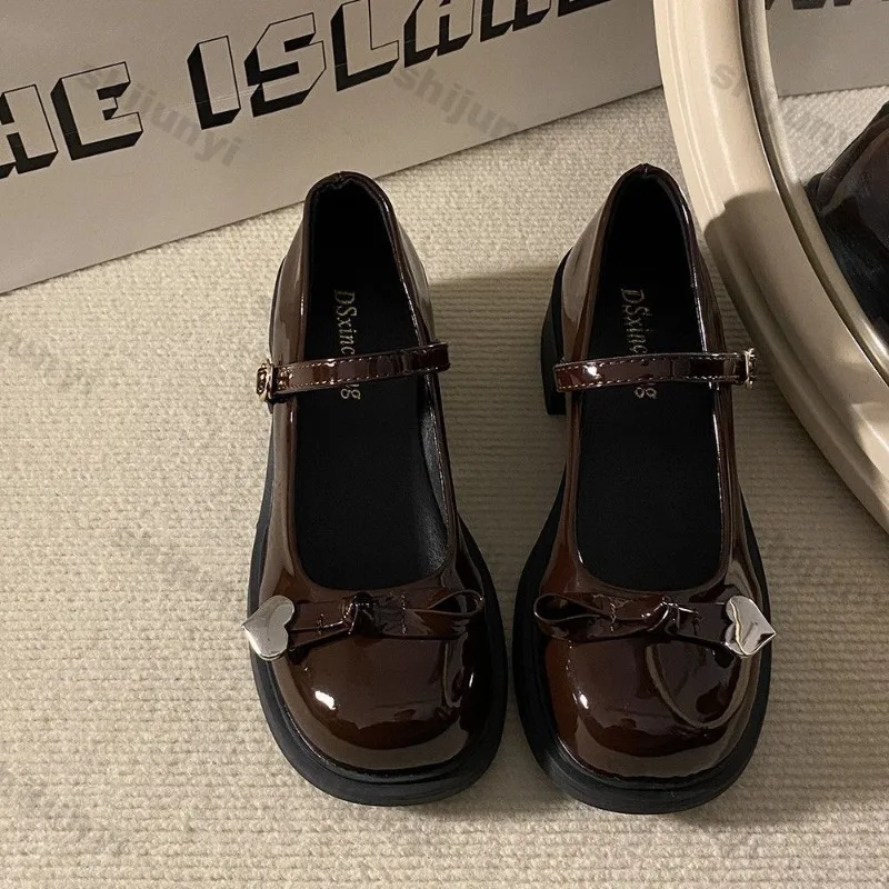

Bow-knot Round Toe Mary Jane Shoes 2026 Summer New Arrivals Fashion Buckle Strap Shallow Chunky Pumps Women Luxury Sandals