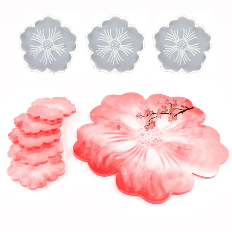 Flowers Coaster Fruit Dish Silicone Mold For UV Transparent Epoxy Resin DIY Handmade Crafts Table Decoration 2022 New