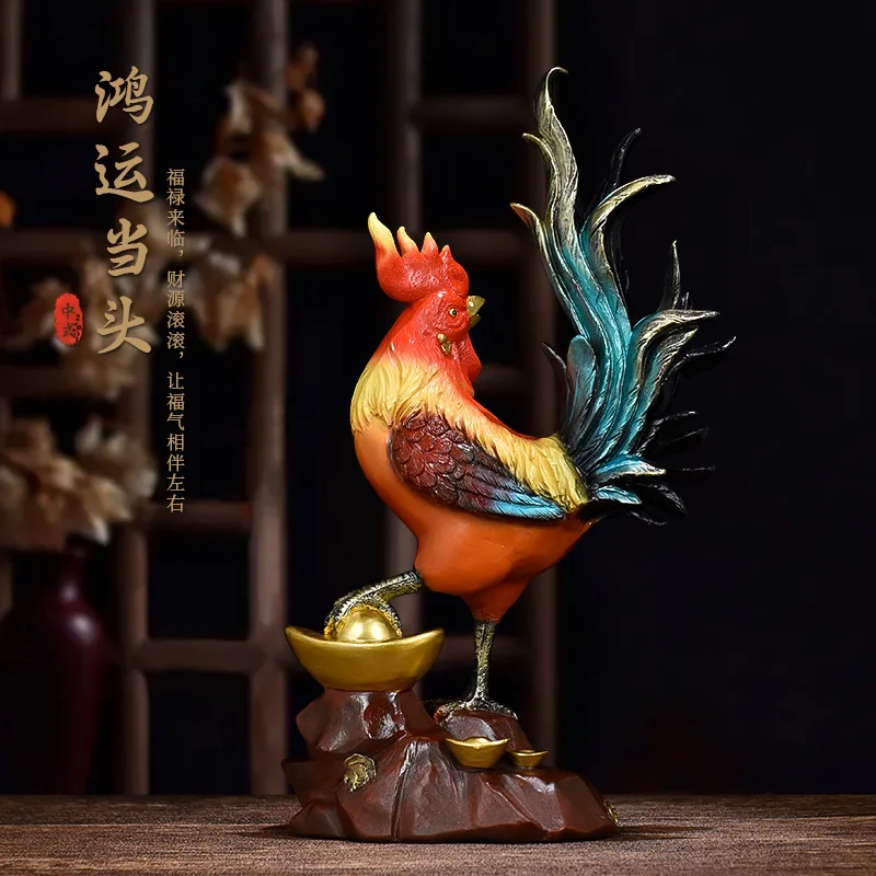 New Chinese Creativity Independent Rooster Decoration Ornament Living Room Foyer Office Resin Handicrafts Home Accessories