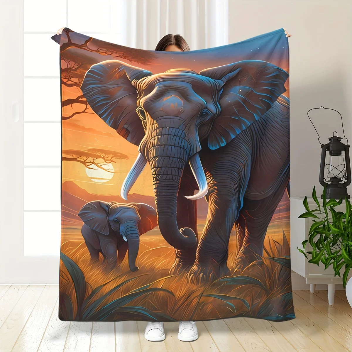 Gift Elephant Blanket, Soft and Comfortable,Heat Printing Technology. Suitable for All Seasons,For Travel, Camping, Picnics