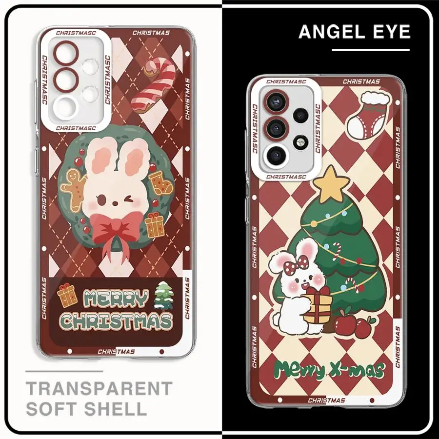 Christmas Cartoon Rabbit Phone Case for Samsung Galaxy A14 A13 A15 A23 4G A34 A33 A53 A25 A24 A54 A73 A35 A55 5G Capa Cover