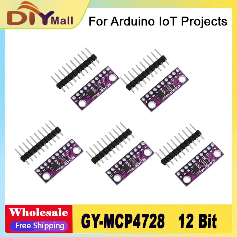 1/5/10PCS GY-MCP4728 12-Bit I2C DAC Module - Quad Channel Digital to Analog Converter for Arduino PLC Raspberry Pi