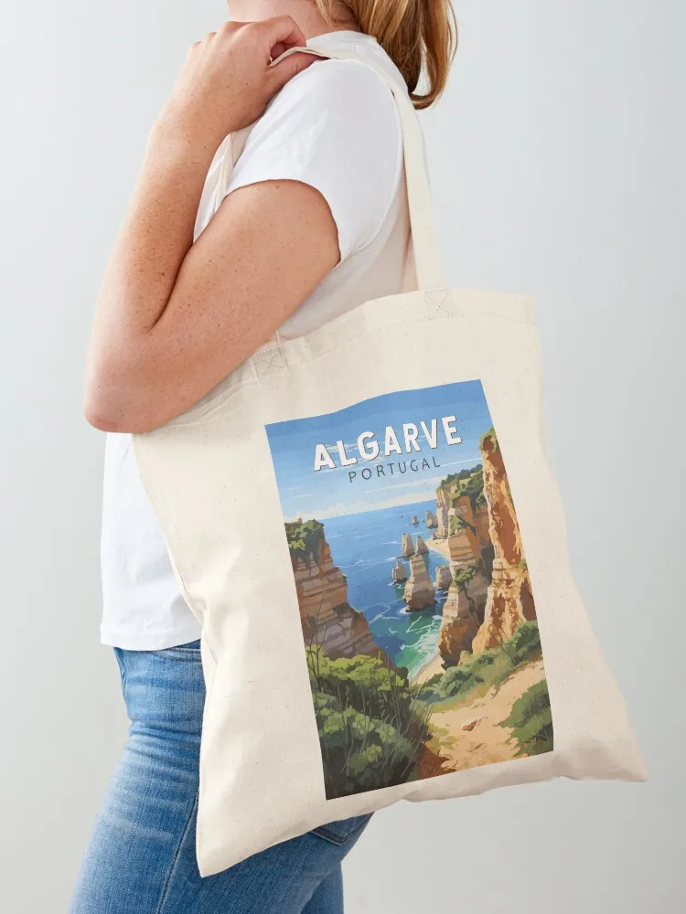 Algarve Portugal Travel Art Vintage Tote Bag canvas shopping bag tote bag men's tote bags men eco pack