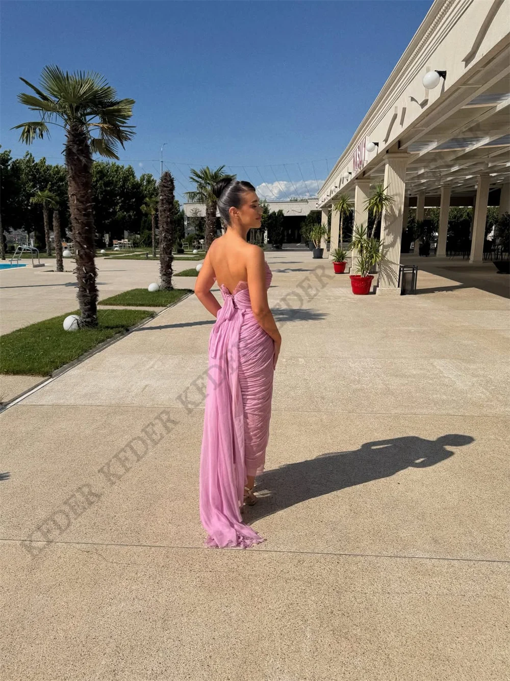 Chiffon Pleated Patchwork Sleeveless Sweetheart Formal Dress Women Elegant Split Maxi Dress Ladies Party Evening Dresses Gowns
