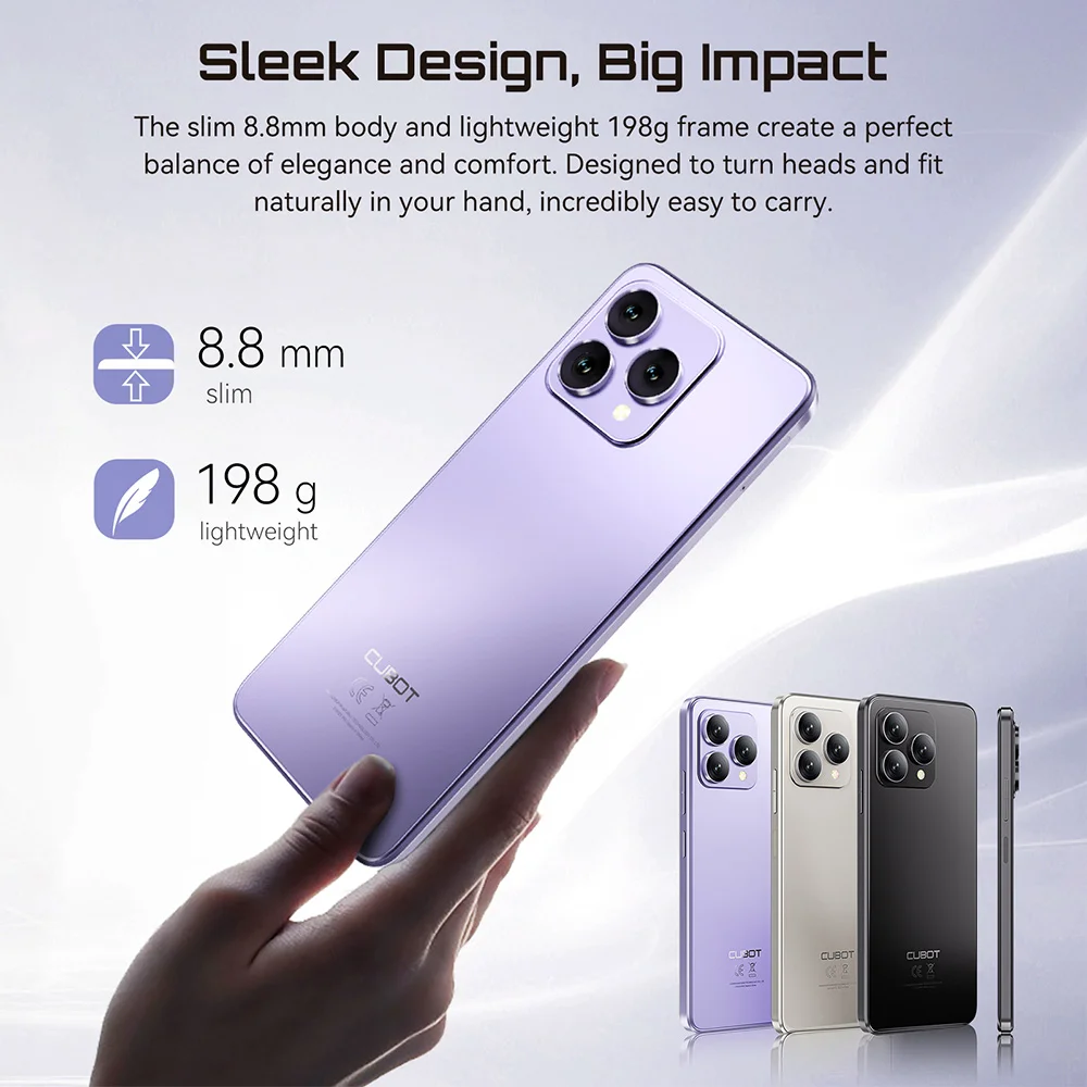 Cubot Smartphone Android 15 A40, 12GB RAM+256GB ROM, 6.88-Inch 120Hz Screen,Octa-core, 48MP Camera, 5100mAh Battery,NFC,Face ID