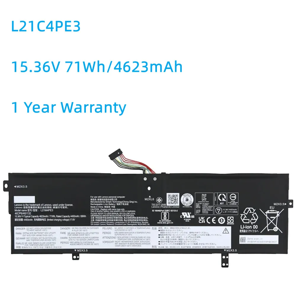 

L21C4PE3 15.36V 71Wh 4493mAh Laptop Battery For Lenovo DUET 2022 L21D4PE3 L21L4PE3 L21M4PE3 SB11B53887