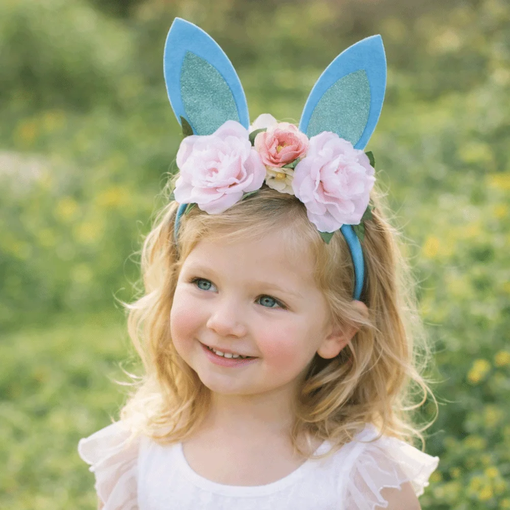 

Floral Decoration Rabbit Ears Headbands Colorful Non-slip Bunny Ears Hair Hoop Photography Props Headwear Happy Easter Headdress