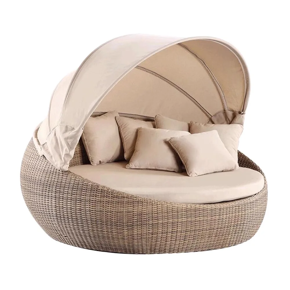 

Outdoor bed recliner patio rattan sofa open-air beach recliner balcony swimming pool lazy bed outdoor large round bed