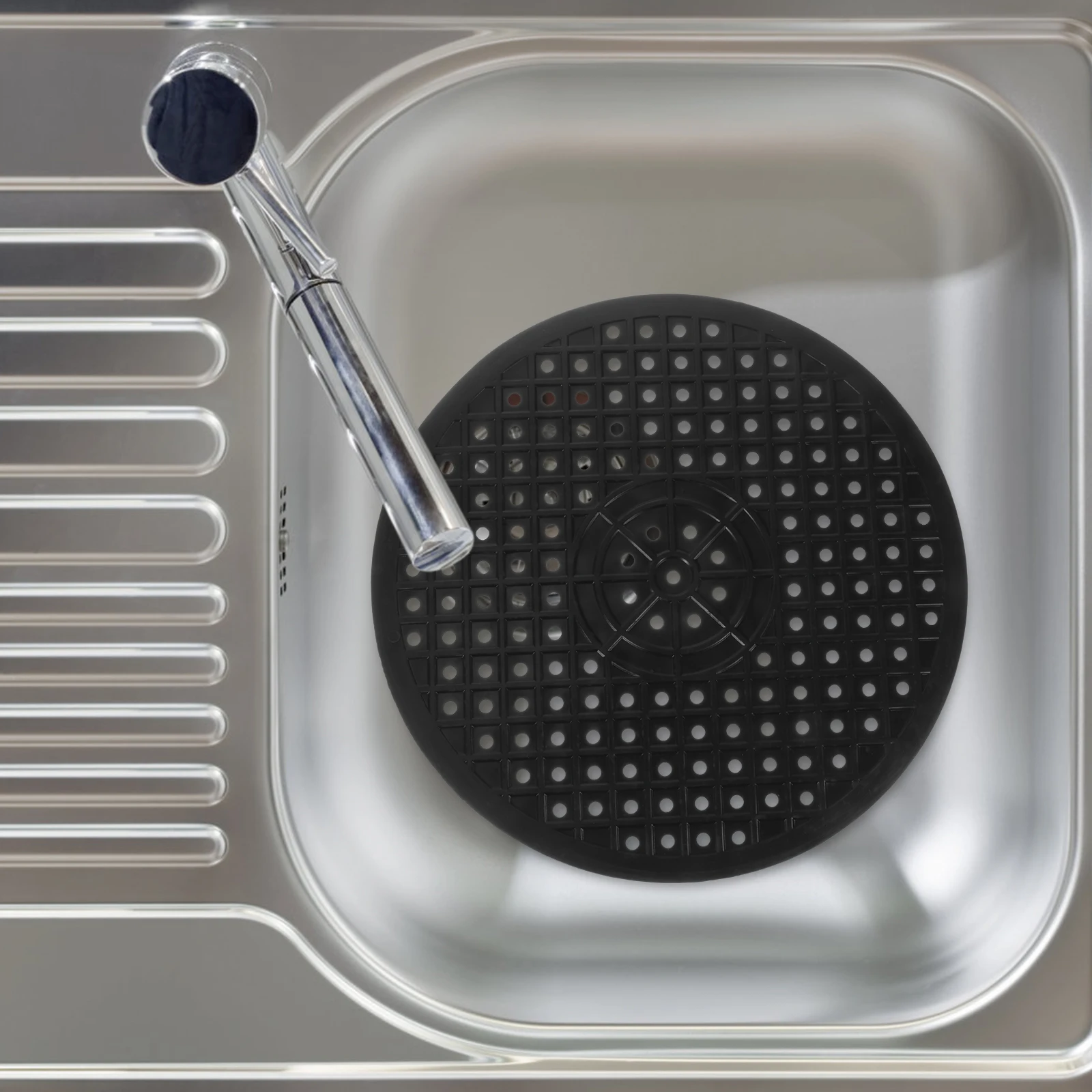 

2pcs Kitchen Sink Mats Set Foldable Dish Draining Rack Rubber Hollow Design Easy Storage Cleaning Strainer