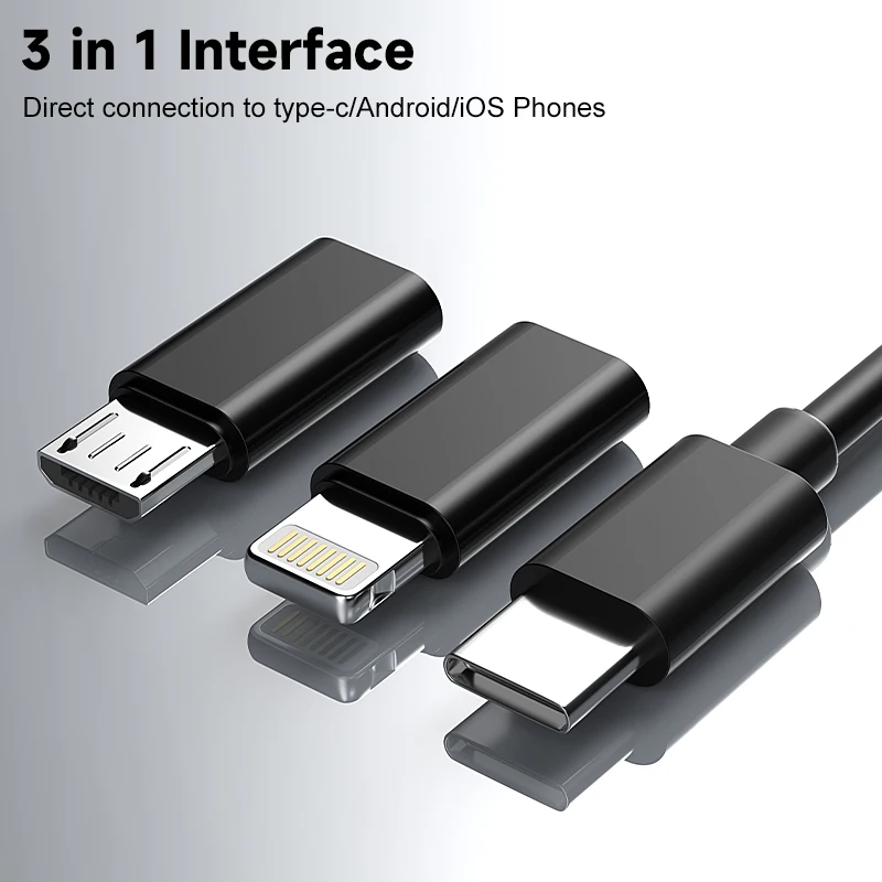 3 in 1 Industrial Endoscope Camera for IPhone/Type-C Phone Connect with Dual 8mm Probe 1080P HD Rigid Cable Borescope for Car