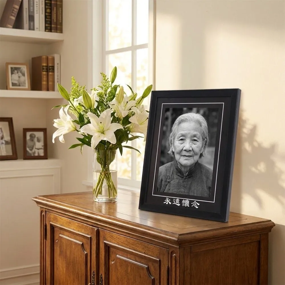 Durable Rectangular Memorial Photo Frame Deceased Classic Display Holders Vintage Picture Storage Frame Tabletop Display