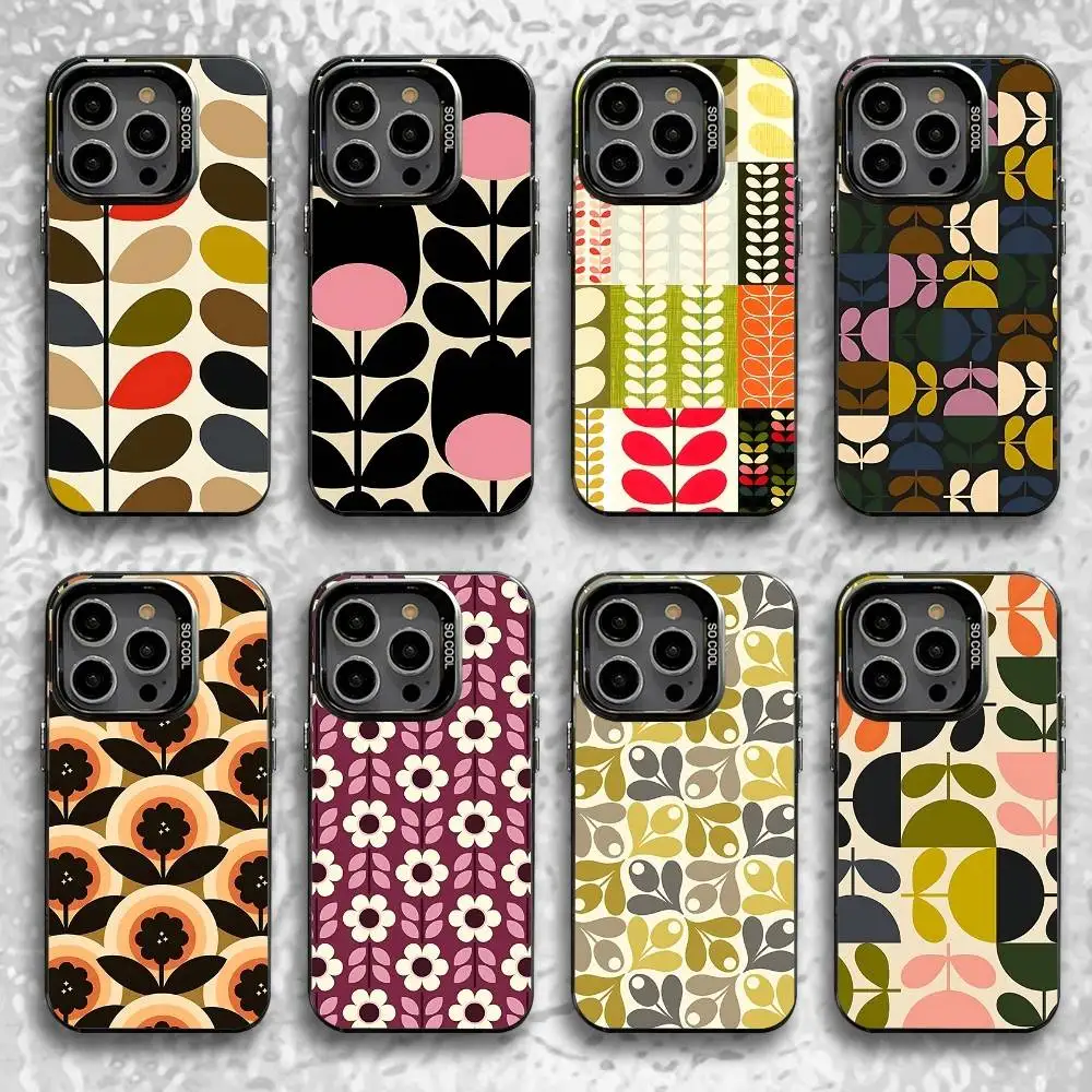 

Multi Stem O-Orla K-Kiely Folio Phone Case For iPhone 16,15,14,13,12,11,Pro,X,Max,Plus,Mini,SE Black Candy Matte Shockproof Case