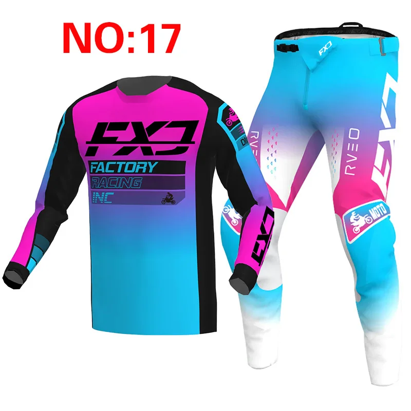 NOUVEAU 2025 FXJ rose enduro motocross ensemble d'équipement mx jersey pantalon vert moto vêtements vtt carracing costume équipement tout-terrain