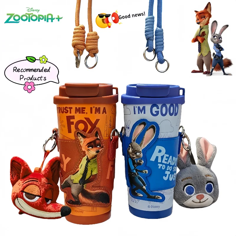 

Изолированная чашка Disney Zootopia Judy and Nick — милая мультяшная модная креативная кофейная кружка из нержавеющей стали 316, подарок на день рождения для пары