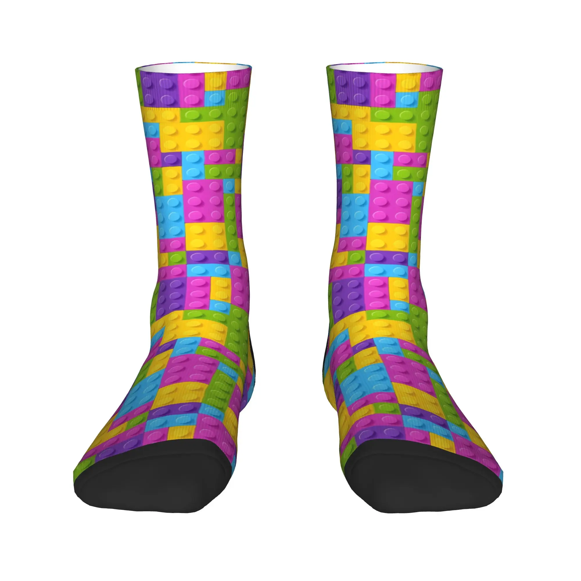 Pastel Rainbow Building Blocks Pattern Stockings Men  Socks High Quality Kawaii Socks Winter Outdoor Anti Skid Design Socks Gift