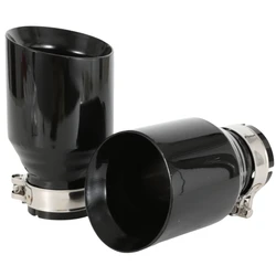 1Piece Car Black Stainless Steel Exhaust System Muffler Tip End Flat Edge Outlet Universal Modified Exhaust Pipe Accessories