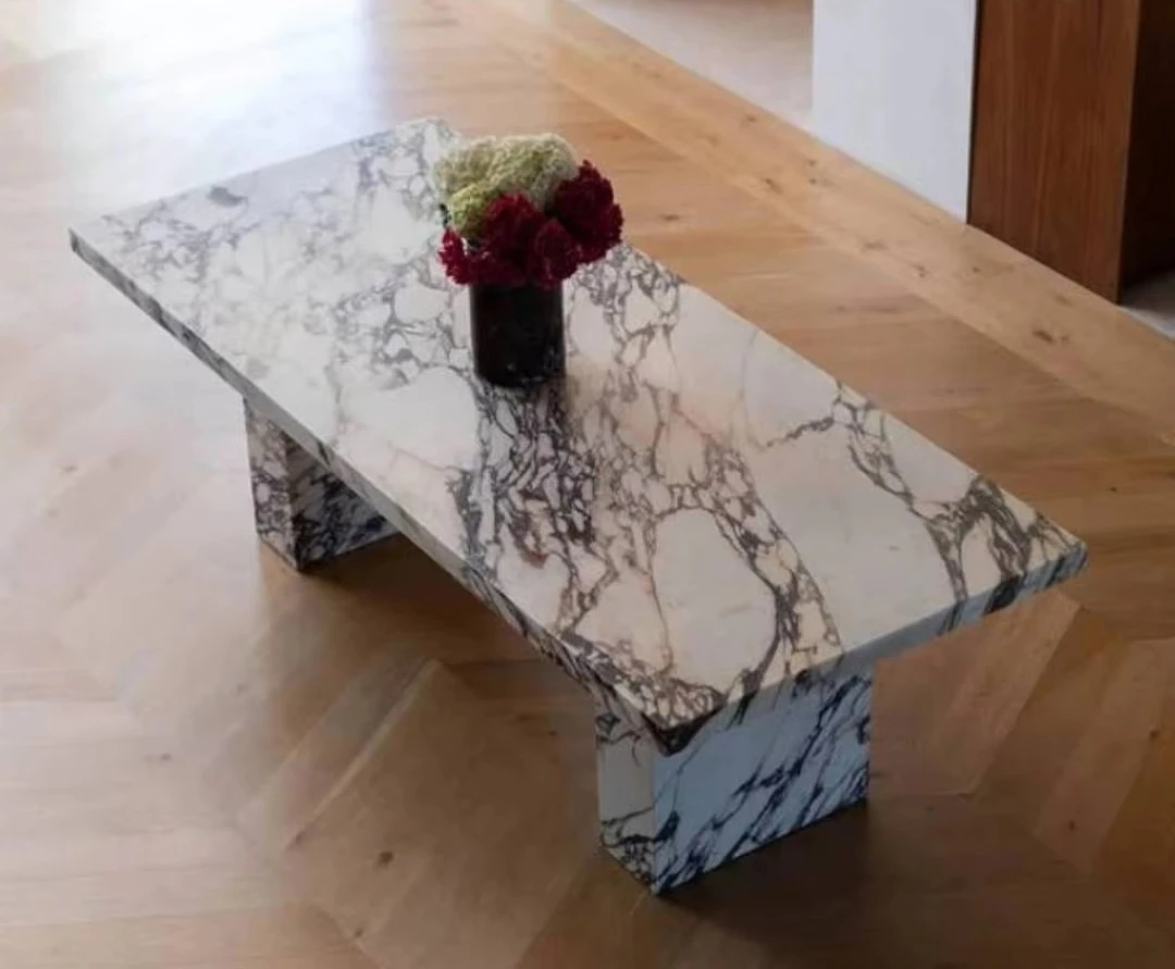 Modern Classic Rectangle Viola Marble Coffee Table Stone Design for Living Room Kitchen Use Home Furniture