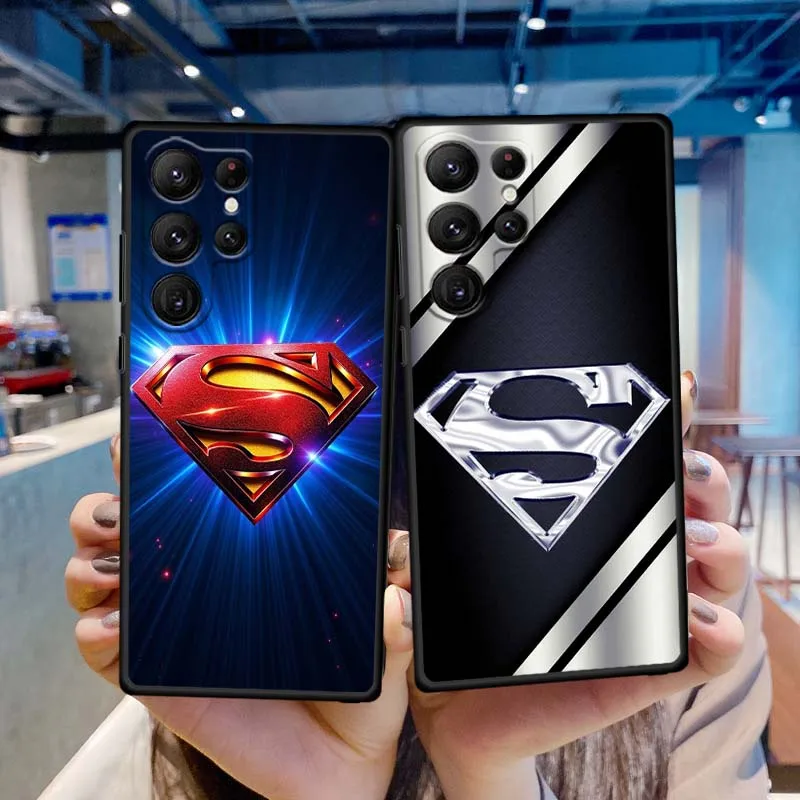 S-سوبرمان شعار بارد حار لسامسونج غالاكسي S25 S24 S23 S22 S21 S20 S10 الترا زائد FE 5G أسود لينة غطاء من البولي يوريثان الحراري جراب هاتف #6
