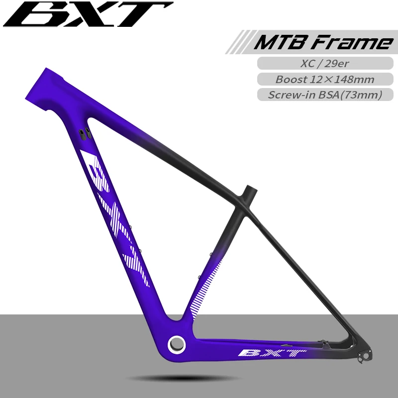 Cuadro de Bicicleta de Montaña BXT de Fibra de Carbono, Rígido, 29er, Freno de Disco, Eje Pasante, Cuadro MTB