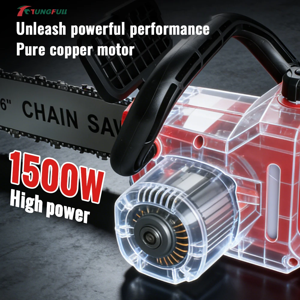 Portable 16 Inch Brushless Chainsaw 21V 1500W Cordless Electric Wood Cutting Saw Bare Tool For Tree Felling Branch Cutting