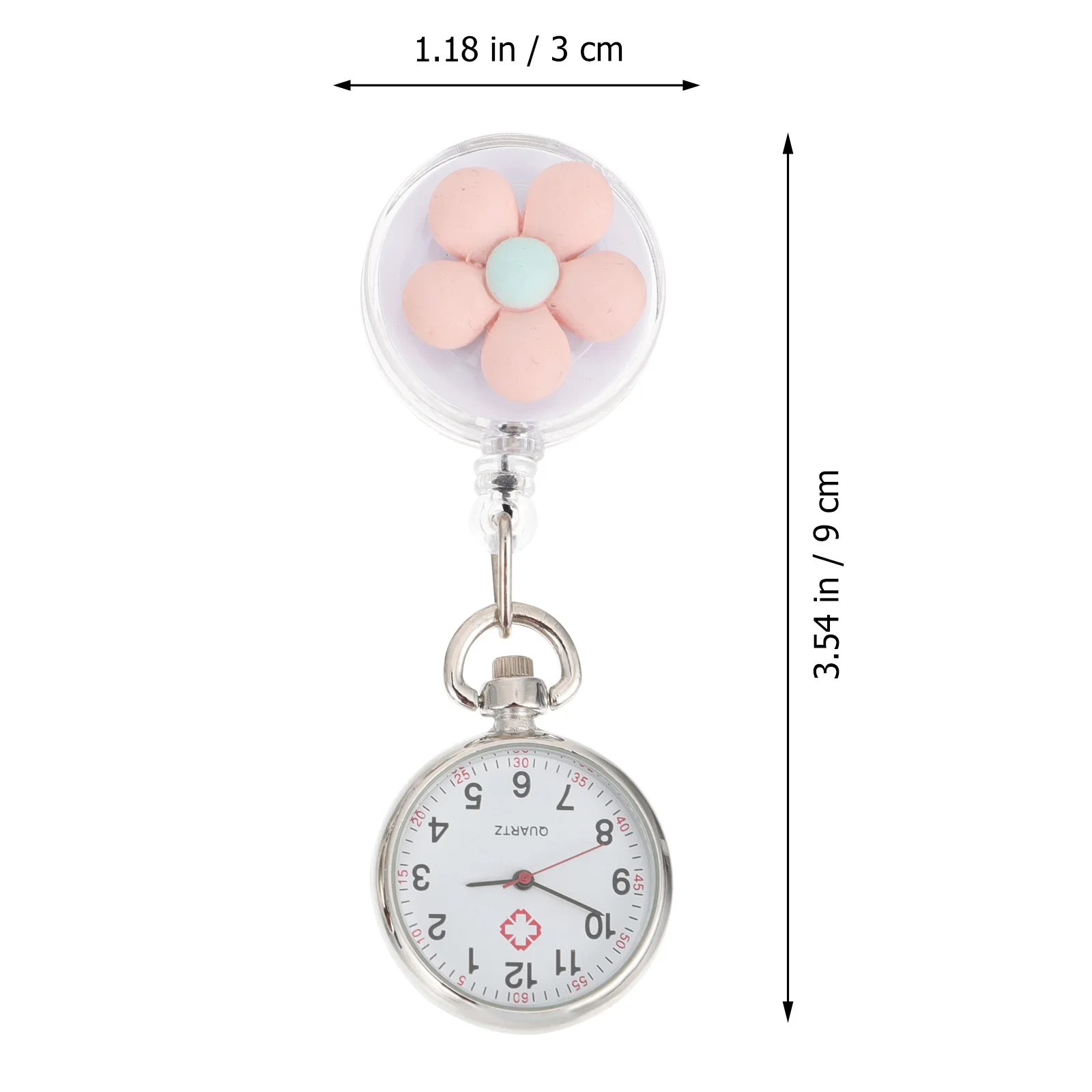 

2pcs Flower Pattern Pocket For Nurses Clip-On Hanging Retractable Medical Watch Portable Quartz Movement Watch For Doctors