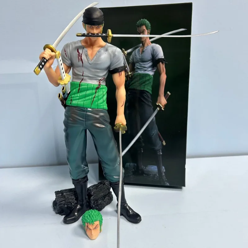 

One Piece Standing Zoro Three Swords model is a double-headed interchangeable figure anime boxed model ornament