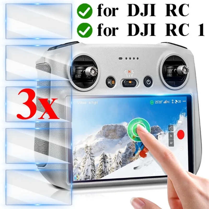 1-5PCS Tempered Glass Films for DJI RC/RC2 Remote Control Full Coverage Ultra-clear Hardness Screen Protectors for DJI RC 1 2