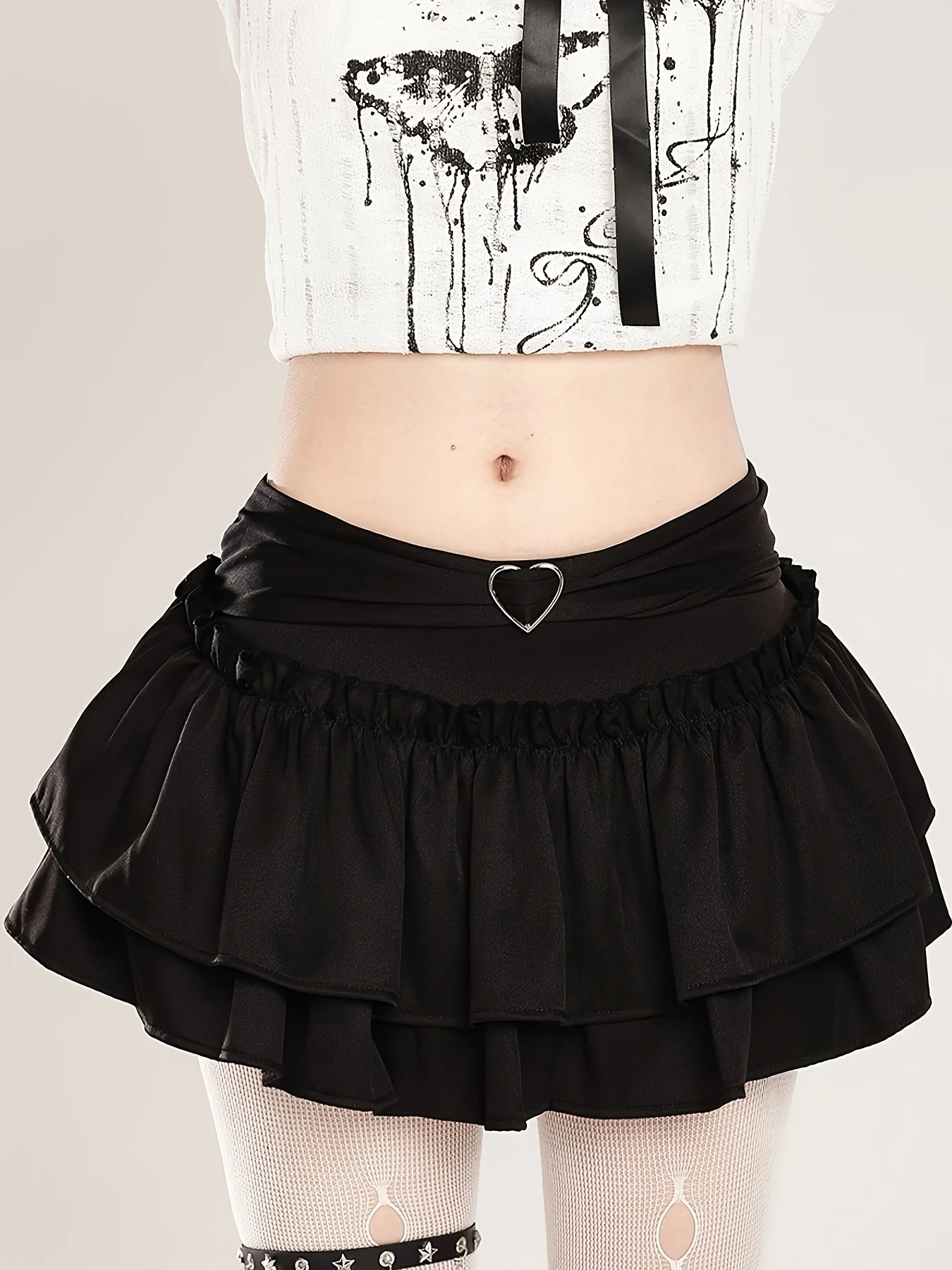 Girls' Lace Heart-shaped Cake-style Puff Skirt, Back Waist Elasticated Short Skirt To Prevent Showing of Underwear