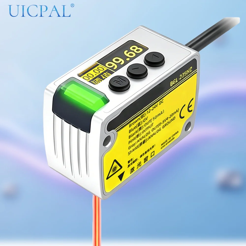 Laser Displacement Sensor 35-435mm Wide Range 0.1mm High Accuracy RS485 Analog Switch Output for Thickness Height Level Distance