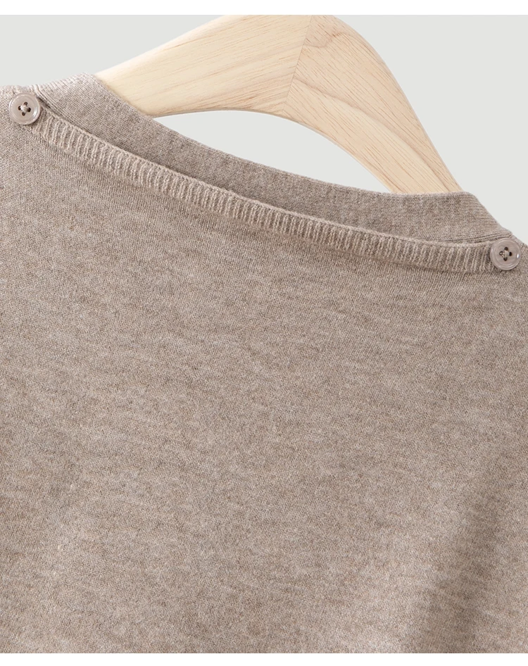 MZ62082 Damen-Strickjacke mit Schalkragen, kurzen Ärmeln, V-Ausschnitt, weicher, einfarbiger Modal-Mischstoff, lässiger Pullover für den frühen Herbst – Detail 20