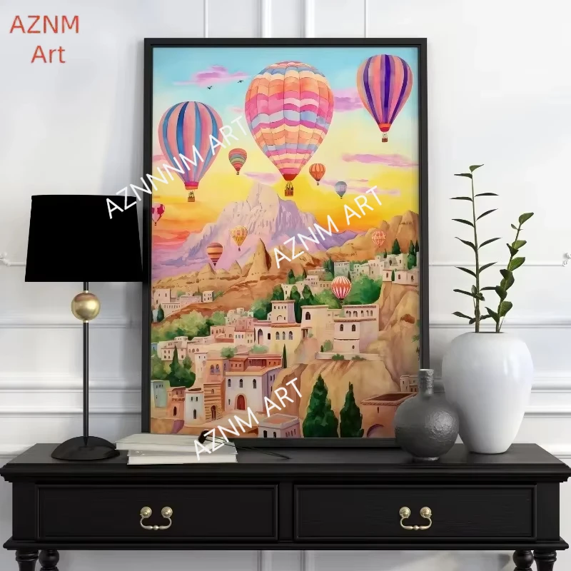 Buntes abstraktes Reise-Landschaftsposter, griechische architektonische Sehenswürdigkeiten, Leinwandgemälde, Boho-Wandkunst, Wohnzimmer-Dekoration