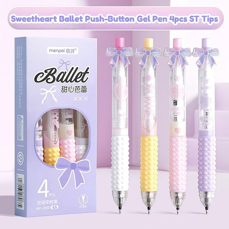 4pcs Sweet Retractable Gel Pens Set 0.5mm Needle Tip Fast-Drying Smudge-Proof Ink for Homework Exams Journaling Office Use